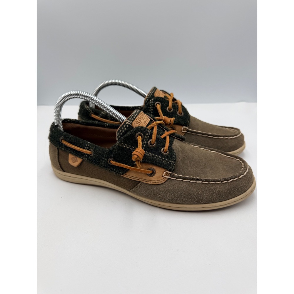 Sperry Boat Shoes Women's Size 10 Suede Wool Plaid Loafers